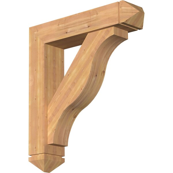 Ekena Millwork Funston Arts and Crafts Smooth Bracket w/ Offset Brace, Western Red Cedar, 7 1/2"W x 34"D x 38"H BKT0806X34X38FST03SWR - main